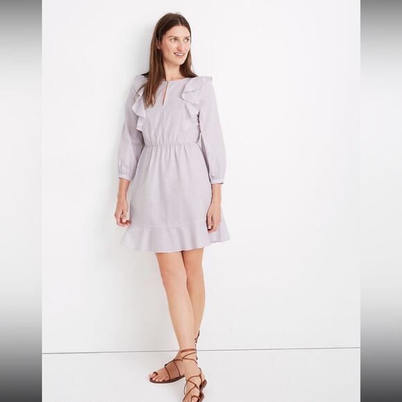 Madewell Ruffle Shoulder Lightweight Mini Dress - Picture 1 of 6